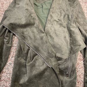 Lulus Womens Olive Green Suede Moto Jacket